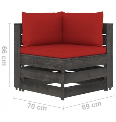 Dvivietė sodo sofa su pagalvėlėmis, pilkai impregnuota mediena - Lauko baldų komplektai - 8