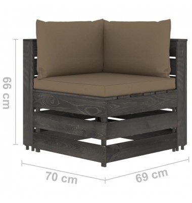 Dvivietė sodo sofa su pagalvėlėmis, pilkai impregnuota mediena - Lauko baldų komplektai - 8