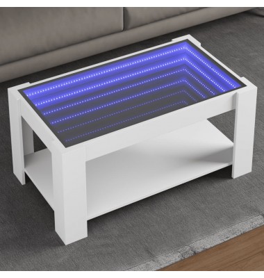  Kavos staliukas su LED, baltas, 93x53x45cm, apdirbta mediena - Kavos staliukai - 1