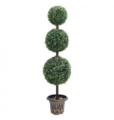  Dirbtinis buksmedis vazone, žalias, 118cm, rutulio formos - Dirbtiniai augalai - 1