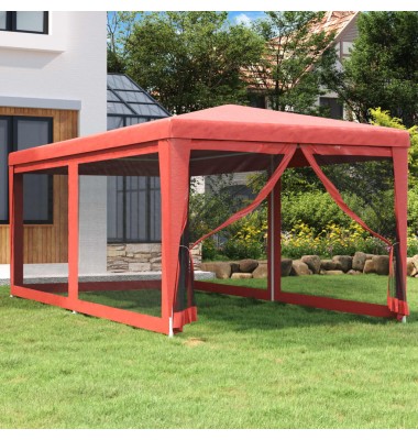  Proginė palapinė su 6 tinklinėmis sienomis, raudona, 3x6m, HDPE - Lauko pavėsinės - 1
