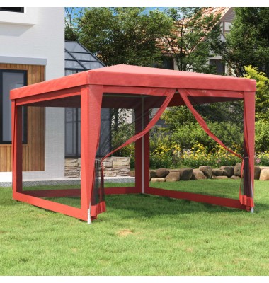  Proginė palapinė su 4 tinklinėmis sienomis, raudona, 3x4m, HDPE - Lauko pavėsinės - 1