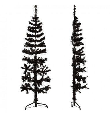  Siaura dirbtinė pusinė Kalėdų eglutė su stovu, juoda, 150cm - Kalėdinės eglutės - 5