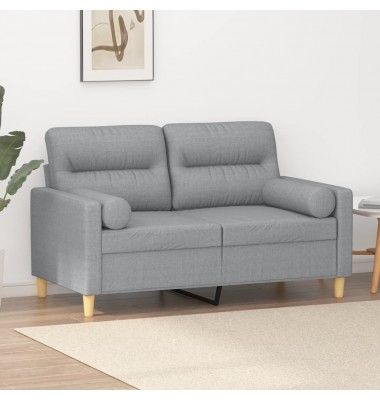  Dvivietė sofa su pagalvėlėmis, šviesiai pilka, 120cm, audinys - Sofos, sofos-lovos - 1