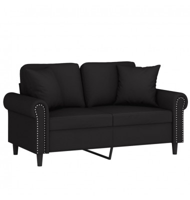  Dvivietė sofa su pagalvėlėmis, juodos spalvos, 120cm, aksomas - Sofos, sofos-lovos - 3