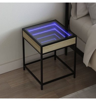  Naktinis staliukas su Infinity LED, ąžuolo, 40x40x51cm - Naktinės spintelės - 1