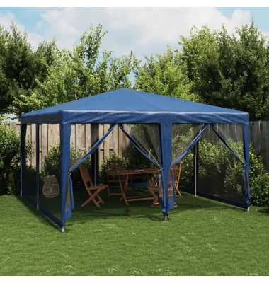  Proginė palapinė su 8 tinklinėmis sienomis, mėlyna, 4x4m, HDPE - Lauko pavėsinės - 1
