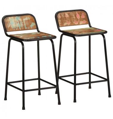  Baro taburetės, 2vnt., 46x35,5x80 cm, perdirbtos medienos - Baro kėdės - 1