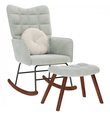  supama kėdė su taburete Light Grey Velvet - Supamos kėdės - 1