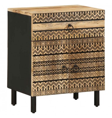  Lovos Spintelė Juoda 50x33x60 cm Masyvus Rough Wood Mango - Naktinės spintelės - 1
