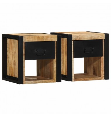  lovos spintelės 2 vnt 40x35x40cm masyvo neapdoroto medžio mango - Naktinės spintelės - 1