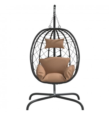  Kabantis kiaušinio formos krėslas, taupe, ratanas/plienas - Supynės, hamakai - 3