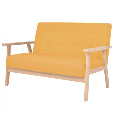  Dvivietė sofa, geltonos spalvos, audinys - Sofos, sofos-lovos - 1