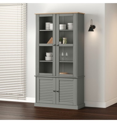  Stiklinė eksponavimo spintelė VIGO, pilka, 85x35x170cm, pušis - Pastatomos lentynos, spintelės - 1