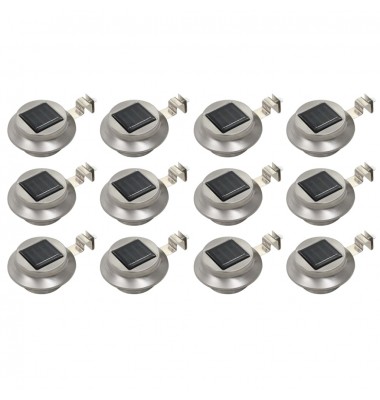  Saul. en. įkr. LED lauko švies., 12vnt., balt. sp., 12cm, apv. - Lauko apšvietimas - 1