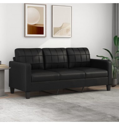  Trivietė sofa, juodos spalvos, 180cm, dirbtinė oda - Sofos, sofos-lovos - 1