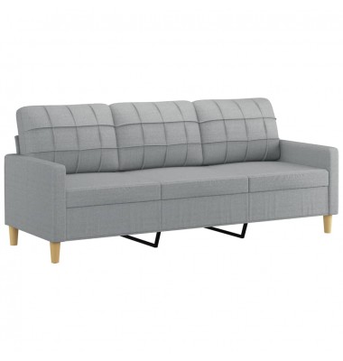  Trivietė sofa su pagalvėlėmis, šviesiai pilka, 180cm, audinys - Sofos, sofos-lovos - 4