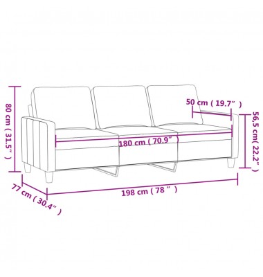  Trivietė sofa, kreminės spalvos, 180cm, dirbtinė oda - Sofos, sofos-lovos - 8