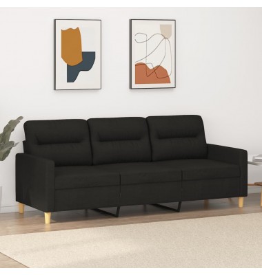  Trivietė sofa, juodos spalvos, 180cm, audinys - Sofos, sofos-lovos - 1