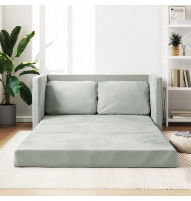  Grindų sofa-lova, 2-1, šviesiai pilka, 122x204x55cm, aksomas - Sofos, sofos-lovos - 1