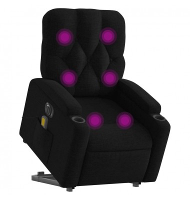  Atsistojantis elektrinis masažinis krėslas, juodas, audinys - Foteliai, krėslai - 3