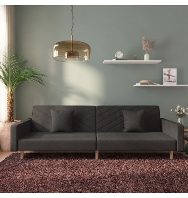  Dvivietė sofa-lova su dvejomis pagalvėmis, juoda, audinys - Sofos, sofos-lovos - 1