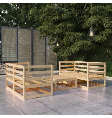  Sodo poilsio baldų komplektas, 5 dalių, pušies medienos masyvas - Lauko baldų komplektai - 1
