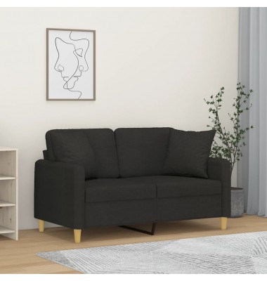  Dvivietė sofa su pagalvėlėmis, juodos spalvos, 120cm, audinys - Sofos, sofos-lovos - 1