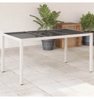  Stalas su stikliniu stalviršiu, baltas, 150x90x75cm, ratanas - Lauko stalai, staliukai - 1