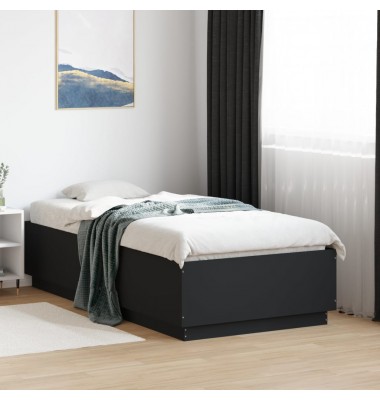  Lovos rėmas su LED, juodas, 75x190cm, apdirbta mediena - Lovos - 1