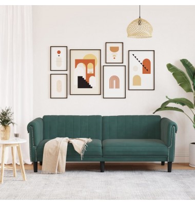  Trivietė sofa, tamsiai žalios spalvos, aksomas - Sofos, sofos-lovos - 1