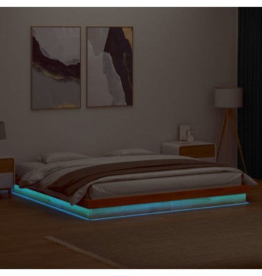  LED lovos rėmas, vaško rudas, 200x200cm, pušies masyvas - Lovos - 1