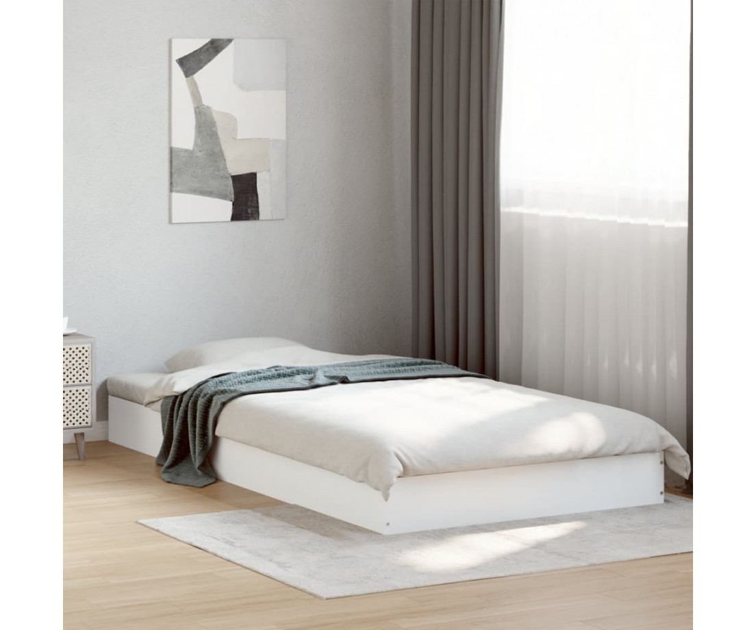 Lovos rėmas, baltos spalvos, 90x190cm, apdirbta mediena - Lovos - 1 Lovos rėmas, baltos spalvos, 90x190cm, apdirbta mediena - Lovos - 1