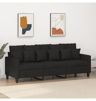  Trivietė sofa, juodos spalvos, 180cm, audinys - Sofos, sofos-lovos - 1