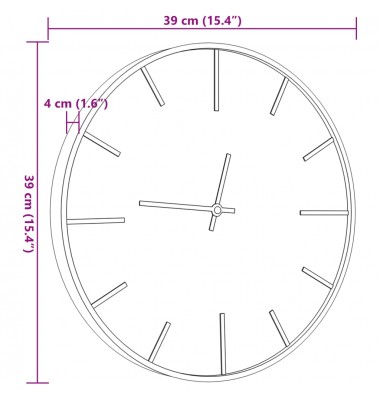  Sieninis laikrodis, rudas, Ø39cm, geležis ir apdirbta mediena - Laikrodžiai - 7