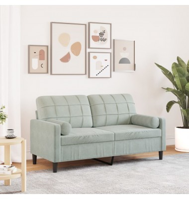  Dvivietė sofa su pagalvėlėmis, šviesiai pilka, 140cm, aksomas - Sofos, sofos-lovos - 1
