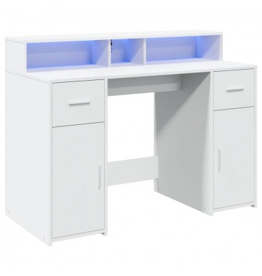  Rašomasis stalas su LED apšvietimu, baltas, 120x55x91cm - Rašomieji stalai - 3