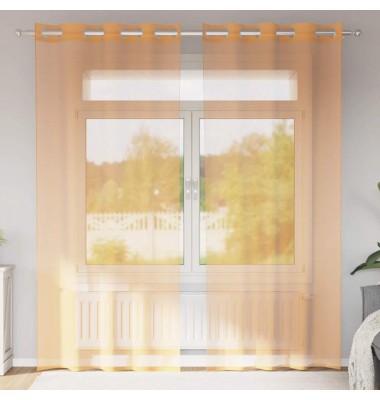  Voile užuolaidos su įvorėmis, 2vnt., oranžinis, 140x225cm - Užuolaidos - 1