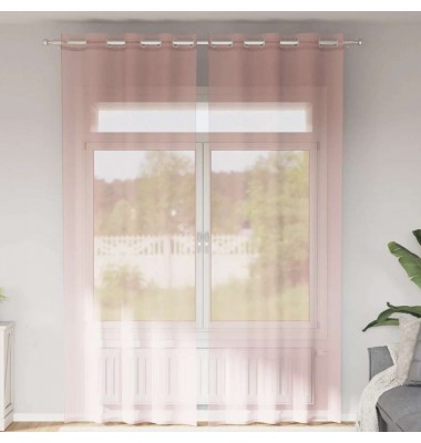 Voile užuolaidos su įvorėmis, 2vnt., rožinės spalvos, 140x300cm - Užuolaidos - 1
