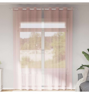  Voile užuolaidos su įvorėmis, 2vnt., šviesiai rožinė, 140x260cm - Užuolaidos - 1