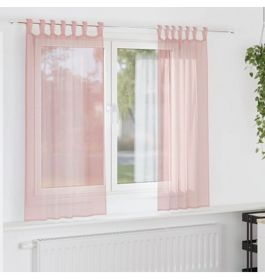  Voile užuolaidos su strypų kišenėmis, 2vnt., rožinės spalvos - Užuolaidos - 1