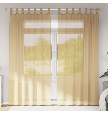  Voile užuolaidos su strypų kišenėmis, 2vnt., smėlio spalvos - Užuolaidos - 1