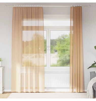  Voile užuolaidos su kilpomis, 2vnt., smėlio spalvos, 140x225cm - Užuolaidos - 1