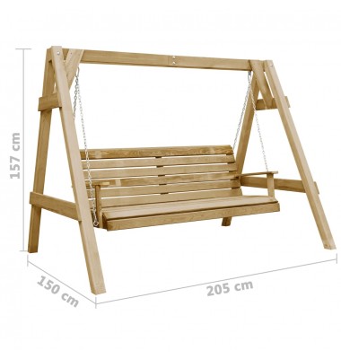  Supamas suoliukas, 205x150x157cm, impregnuota pušies mediena - Supynės, hamakai - 5