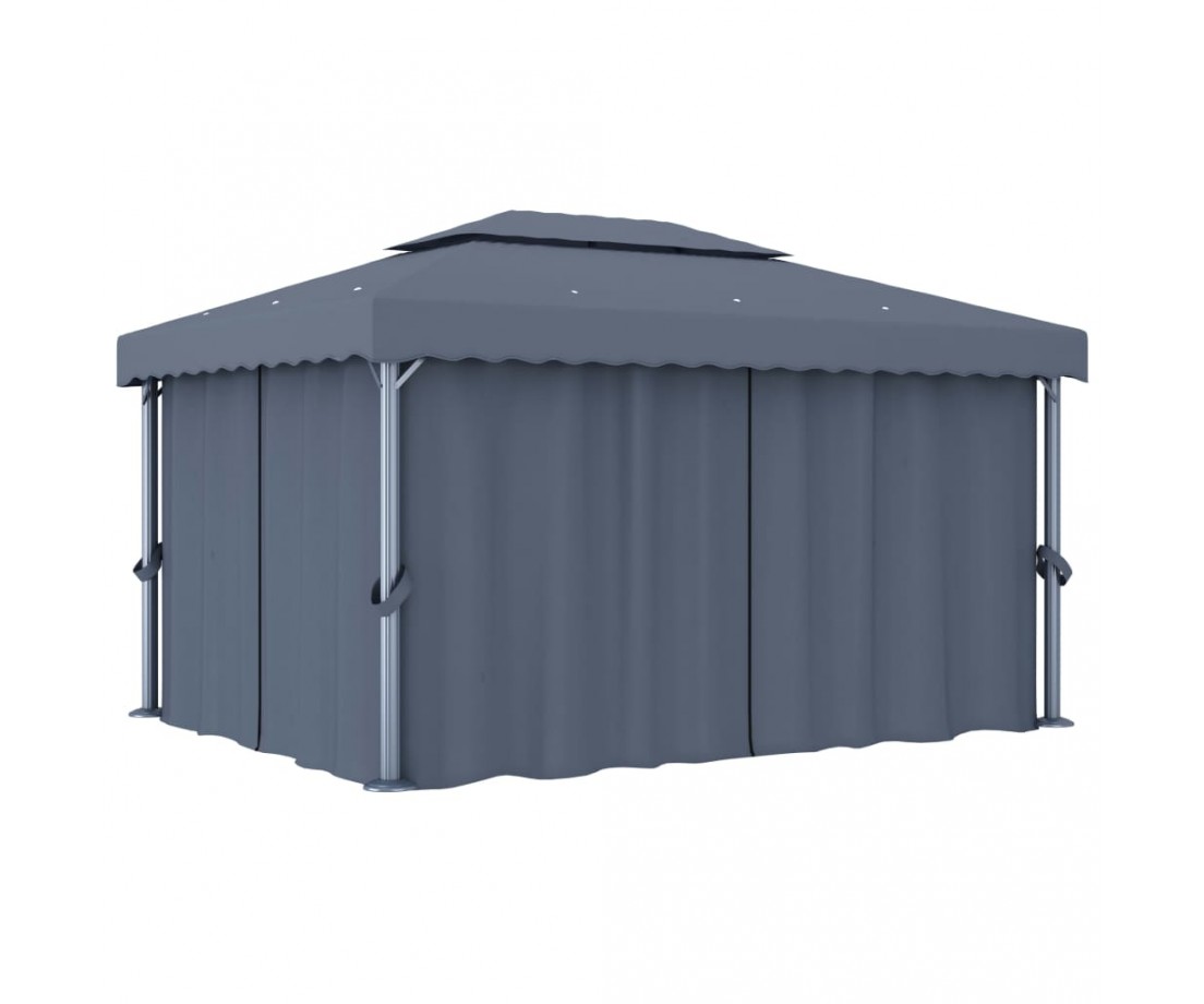 Pavėsinė su užuolaidomis, antracito spalvos, 4x3m - Lauko pavėsinės - 1 Pavėsinė su užuolaidomis, antracito spalvos, 4x3m - Lauko pavėsinės - 1