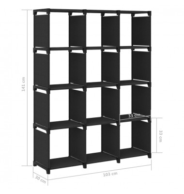  Lentyna, juodos spalvos, 103x30x141cm, audinys, 12 skyrių - Pastatomos lentynos, spintelės - 8