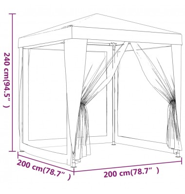  Proginė palapinė su 4 sienomis, antracito, 2x2m, HDPE - Lauko pavėsinės - 7