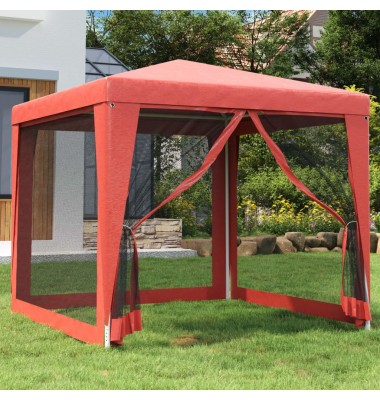  Proginė palapinė su 4 sienomis, raudona, 2,5x2,5m, HDPE - Lauko pavėsinės - 1