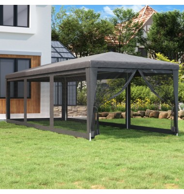  Proginė palapinė su 8 sienomis, antracito, 3x9m, HDPE - Lauko pavėsinės - 1