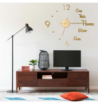  Sieninis laikrodis, auksinis, 100cm, modernus, 3D, XXL - Laikrodžiai - 1